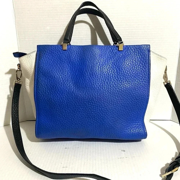 Kate spade blue white pebbled leather satchel handbag - Picture 2 of 15